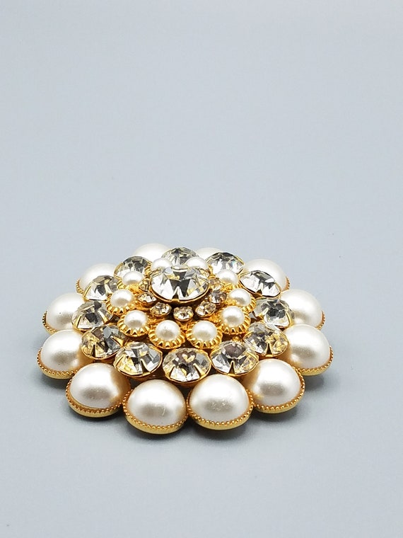Vintage Unsigned Judy Lee Faux Pearl And Crystal … - image 3