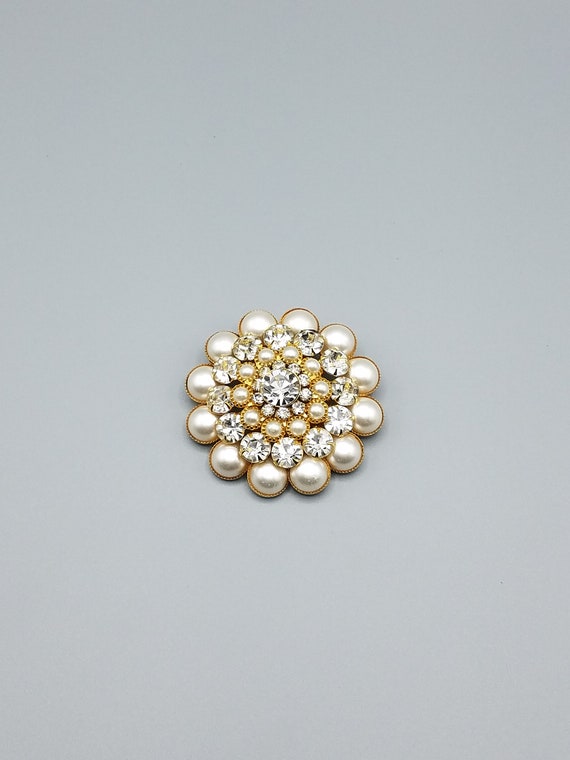 Vintage Unsigned Judy Lee Faux Pearl And Crystal … - image 1