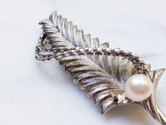 Vintage Curtis Sterling Silver Feather Brooch Wit… - image 4