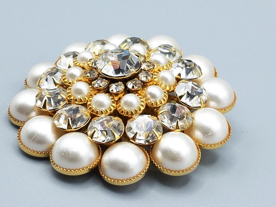 Vintage Unsigned Judy Lee Faux Pearl And Crystal … - image 7