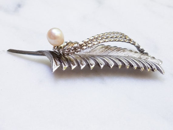 Vintage Curtis Sterling Silver Feather Brooch Wit… - image 5