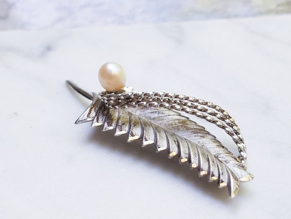 Vintage Curtis Sterling Silver Feather Brooch Wit… - image 6