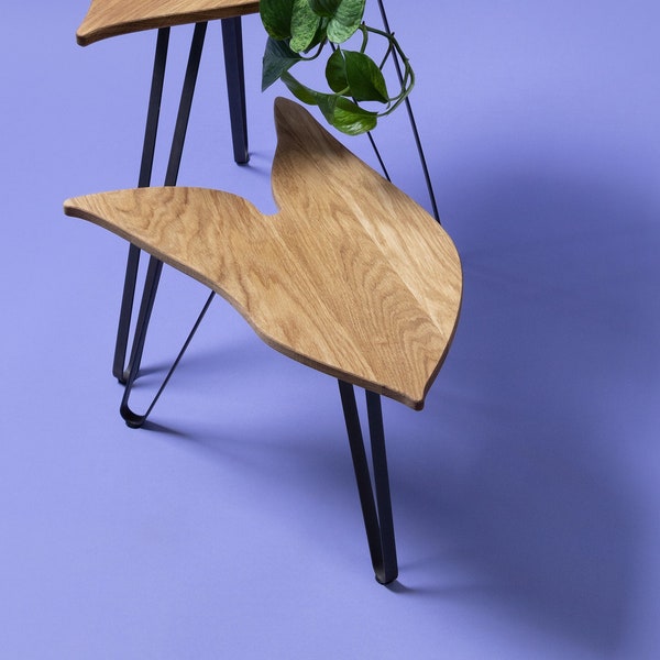 Design Pflanzentisch - Syngonium Podophyllum - Pflanzenständer - Blatt Tisch - Design Möbel - Blattförmiger Tisch - Beistelltisch - Beistelltisch
