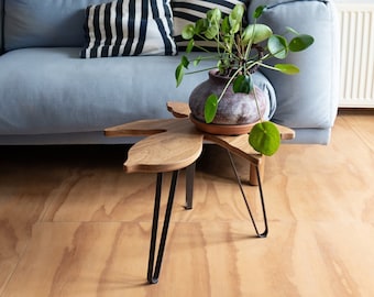 Handmade Leaf Table - Philodendrom Florida - Plant stand indoor - Solid Oak Wood  - Plant table - Sustainable Design - Ruwdesign