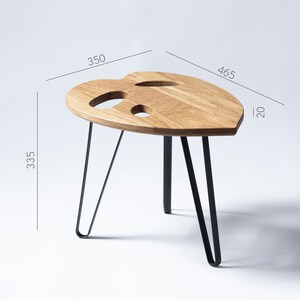 Design Plant Table Monstera Adansonii Plant Stand Leaf table Leaf shaped table End table Solid oak Side Table image 6
