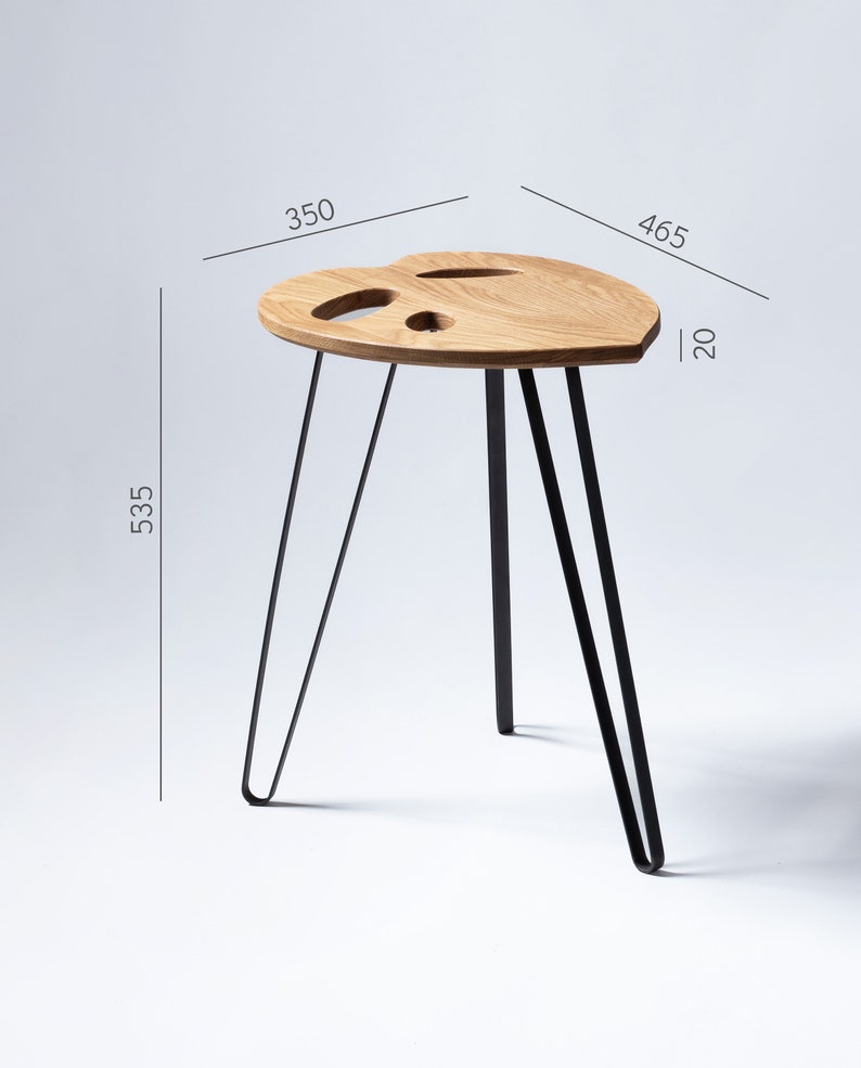 Design Plant Table Monstera Adansonii Plant Stand Leaf table Leaf shaped table End table Solid oak Side Table image 7