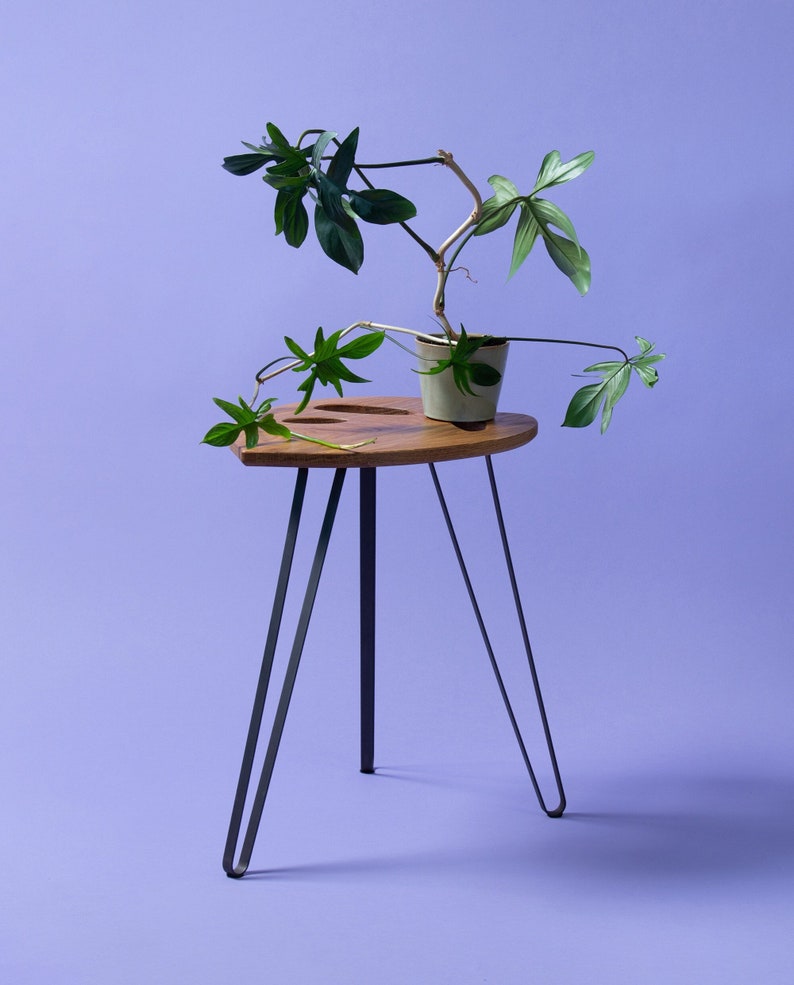 Design Plant Table Monstera Adansonii Plant Stand Leaf table Leaf shaped table End table Solid oak Side Table image 1