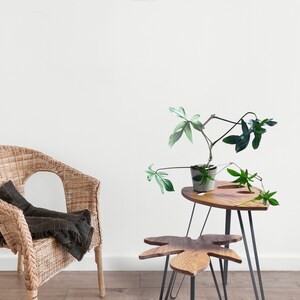 Design Plant Table Monstera Adansonii Plant Stand Leaf table Leaf shaped table End table Solid oak Side Table image 3