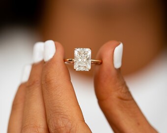 4.12 Carat Diamond Engagement Ring, Radiant Diamond Shape, 18K Rose Gold Diamond Ring, Diamond Ring
