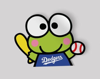 Cute Frog Peeker Sticker – 5x6&quot; Kawaii Vinyl Decal with Bat & Ball – Sports-Inspired Car or Laptop Sticker