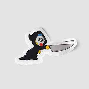 Maggie Simpson Ghostface Mash-Up Sticker | Custom Die-Cut Vinyl Sticker | Horror Cartoon Mash-Up | Perfect for Laptops, Water Bottles