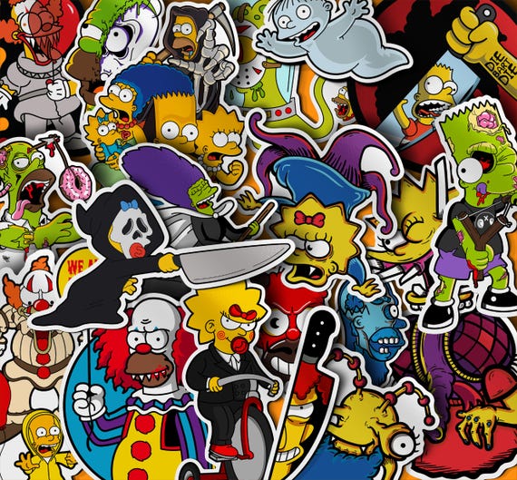 20 枚パックの不気味なシンプソンズ ステッカー | ハロウィーン漫画