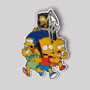 Simpsons Family Halloween Horror Sticker | Scared Simpsons Decal | Creepy Cartoon Art | Unique Pop Culture Mashup | Halloween Gift Idea