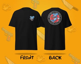 Pica al ratón con una camiseta de cuchillo / Camisa de parodia de Los Simpson / Camiseta de dibujos animados divertidos / Camisa gráfica unisex