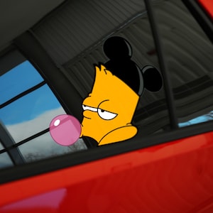 Bart Simpson Car Window Ride Along Sticker, Disney Vinyl Decal, Mickey Ears