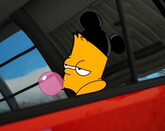 Bart Simpson Car Window Ride Along Sticker, Disney Vinyl Decal, Mickey Ears