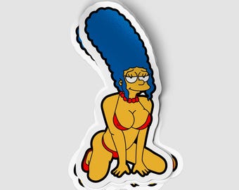 Marge Simpson in a Bikini Sticker | Custom 4-Inch Die-Cut Vinyl Sticker | Fun Cartoon Sticker | Perfect for Laptops, Water Bottles, and More