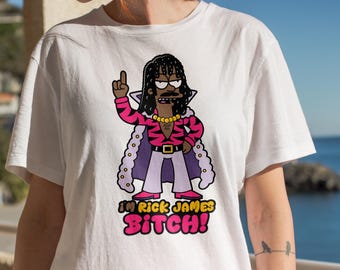 Rick James "Je m'appelle Rick James garce !" T-shirt - Style Simpsons (Dave Chappelle)