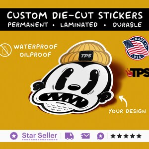 Aangepaste stickers | Waterdicht, permanent en gelamineerd voor extra duurzaamheid | Gemaakt in de VS | Vinylsticker van hoge kwaliteit