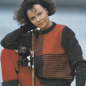 Geometric Stripes Jumper Knitting Pattern: Retro Style, Double Knit (PDF Pattern)