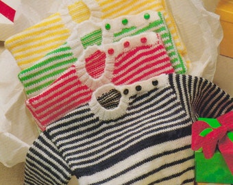 Vintage Kinder Pullover Strickmuster: Doppelstrick, 1-6 Jahre (PDF Pattern)