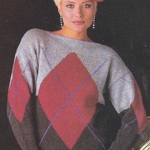 Stickmönster till tröja med argylemönster: Rak halsringning. 8-trådig. (PDF-nedladdning)