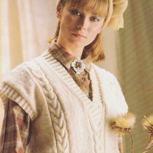 Cable Knit Vest Pattern: V-Neck Slipover (PDF Download)