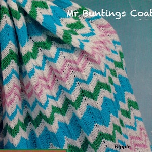 Vintage Knitted Ripple Afghan Pattern: Worsted Yarn Throw (Digital Download)