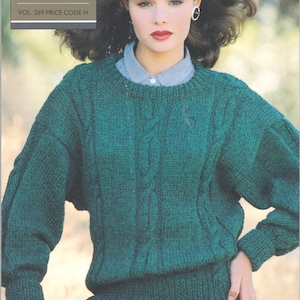 Pull en maille torsadée pour femme/Modèle du pull : laine aran 10 fils. (Téléchargement PDF)