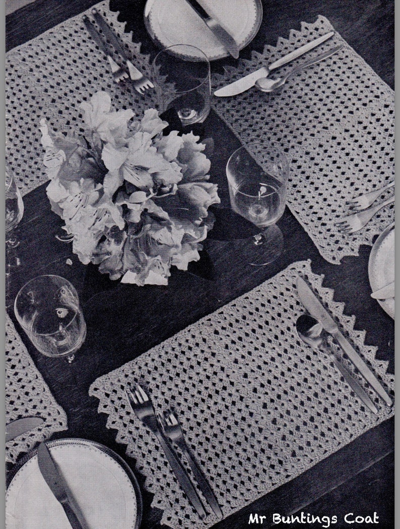 Pair of PLACEMATS Crochet Patterns. Attractive Picot Borders. Made in 4-Ply Cotton Yarn. Lovely Beginners Project, PDF Digital Download image 2