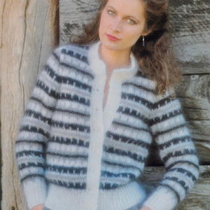 Padrão de tricô para cardigã Fair Isle em mohair: fio grosso de 12 fios (download em PDF)