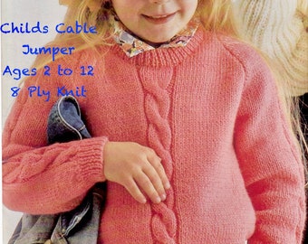 Strickanleitung Kinder-Pullover mit Zopfmuster: Raglan-Ärmel (PDF Download)