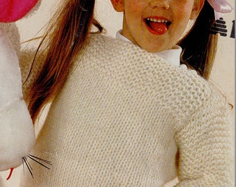 Beginner Friendly CHILD Jumper Knitting Pattern. Boat Neck. Double Knit Yarn Used Doubled, Sizes 1-2-3-4-5 Years. Instant Download