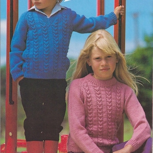 Modèle de pull en maille torsadée : manches raglan, col rond/en V (téléchargement PDF)
