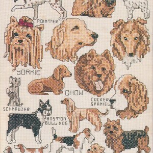 DOGS Mini CHARTED Cross Stitch Patterns - Gone to the Dogs Designs for Many Breeds. Natychmiastowe pobranie