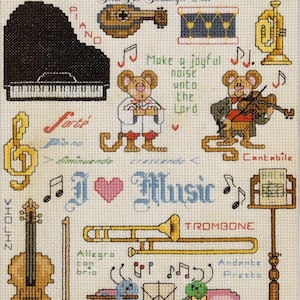 MUSIC MAKERS Mini Charted Kreuzstichmuster - Designs für alles Musikalische. Sofortiger Download