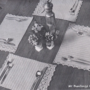 Patrón de mantel individual de ganchillo: Decoración de mesa vintage, borde picot (descarga digital en PDF)