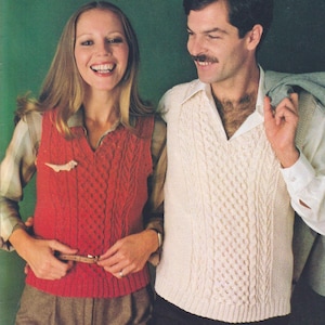 Aran Vest Knitting Pattern: Celtic Cable Knit, V-Neck Pullover (PDF Download)