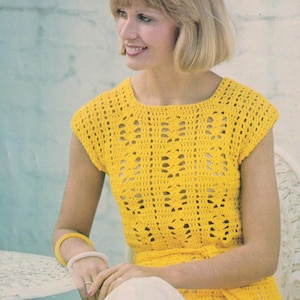 SUMMER TOP and Tie Belt Crochet Pattern. Sizes 81-97cm (3&quot; to 38&quot;). Instant Download