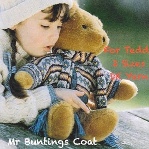 Teddy Fair Isle Cardigan and Scarf Knitting Pattern, Make Your Own Delightful Teddy Bear Wardrobe - 2 Sizes. Instant Download