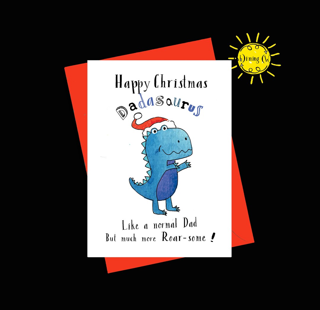 Dad Christmas Card Dadasurus Christmas Card for Dad Funny Etsy