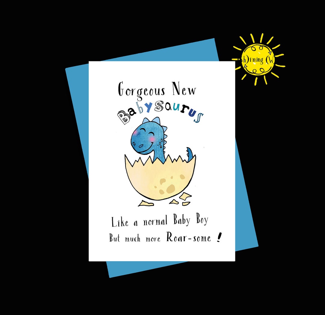 Baby Boy Card Babysaurus Dinosaur New Baby Boy Card Etsy