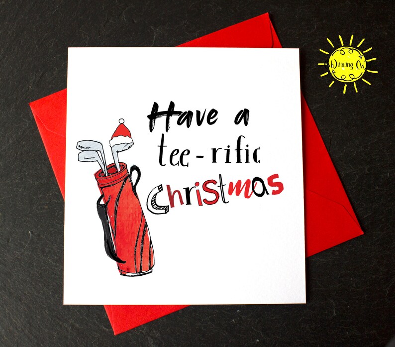 Golf Christmas Cardhave a Teerific Christmas Funny Golf Etsy