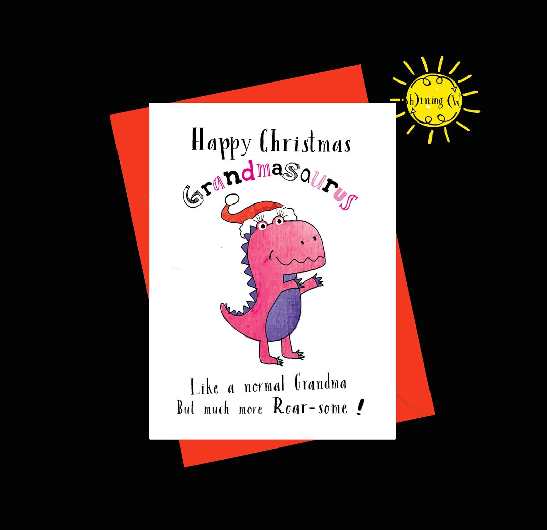 Grandma Christmas Card Happy Christmas Grandmasaurus Etsy