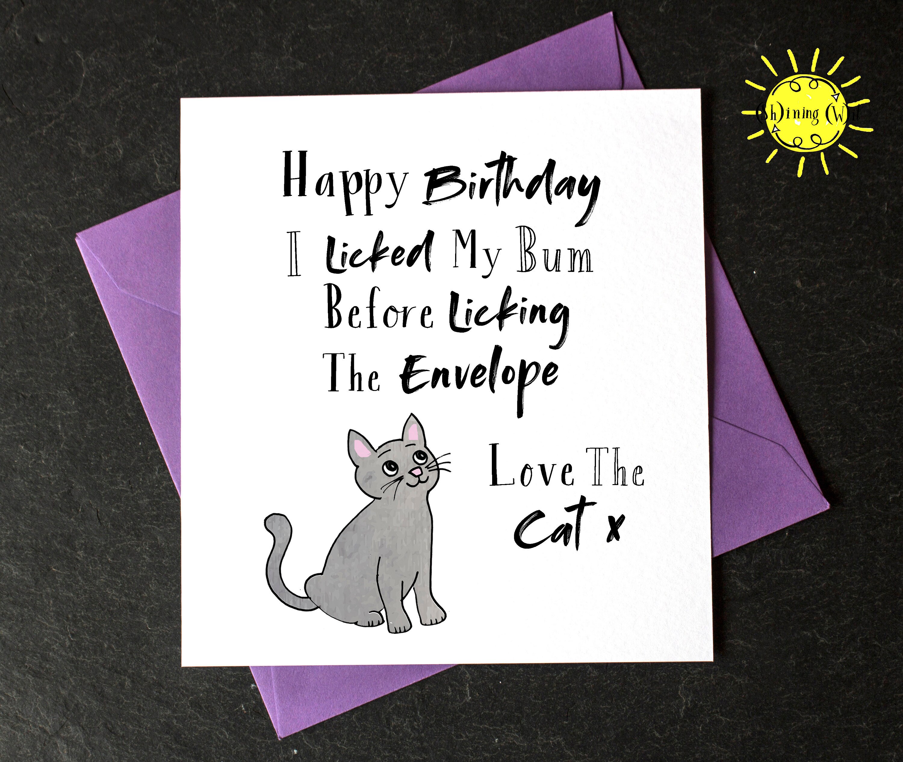 Birthday Card From Cat Birthday Card From the Cat Funny Cat - Etsy UK