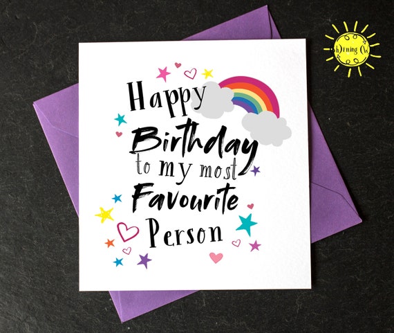 Happy Birthday To My Most Favourite Personbirthday Card For Etsy Happy Birthday To My Most Favourite Personbirthday Card For Etsy