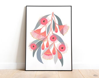 Beautiful Gumnut Flower Art Print Wall Decor Australian Native Flower Painting