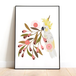 Schwefel Crested Kakadu Australian Native Bird Art Print Wand-Dekor und Home Decor.Australian Bird Art Wandbehang