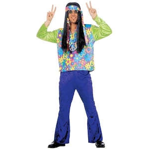 Flared Trousers Mens 60s 70s Fancy Dress Groovy Disco Hippy Adult Costume  Pants