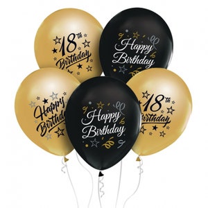18. Geburtstag Jubiläum Party Deko Set - Happy 18 Girlande + Luftballons +  Konfetti Zahl 18